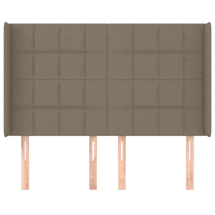 Hoofdbord Met Randen Stof 147 x 16 x 118/128 cm Taupe