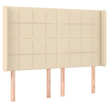 Hoofdbord met randen 147x16x118/128 cm stof crèmekleurig 147 x 16 x 118/128 cm Crème