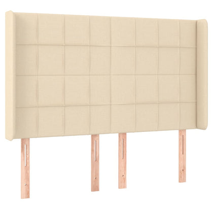 Hoofdbord met randen 147x16x118/128 cm stof crèmekleurig 147 x 16 x 118/128 cm Crème