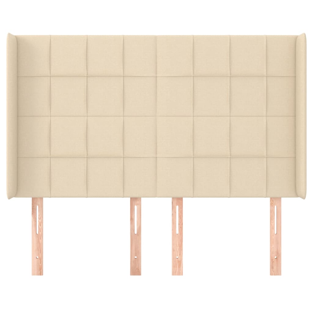 Hoofdbord met randen 147x16x118/128 cm stof crèmekleurig 147 x 16 x 118/128 cm Crème
