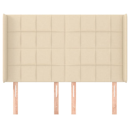 Hoofdbord met randen 147x16x118/128 cm stof crèmekleurig 147 x 16 x 118/128 cm Crème