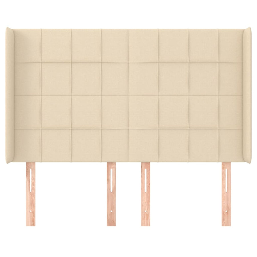 Hoofdbord met randen 147x16x118/128 cm stof crèmekleurig 147 x 16 x 118/128 cm Crème