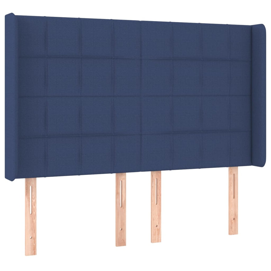 Hoofdbord Met Randen Stof 147 x 16 x 118/128 cm Blauw