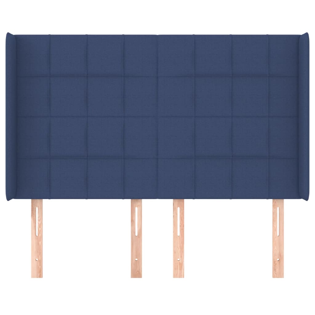 Hoofdbord Met Randen Stof 147 x 16 x 118/128 cm Blauw