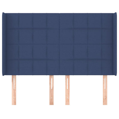 Hoofdbord Met Randen Stof 147 x 16 x 118/128 cm Blauw