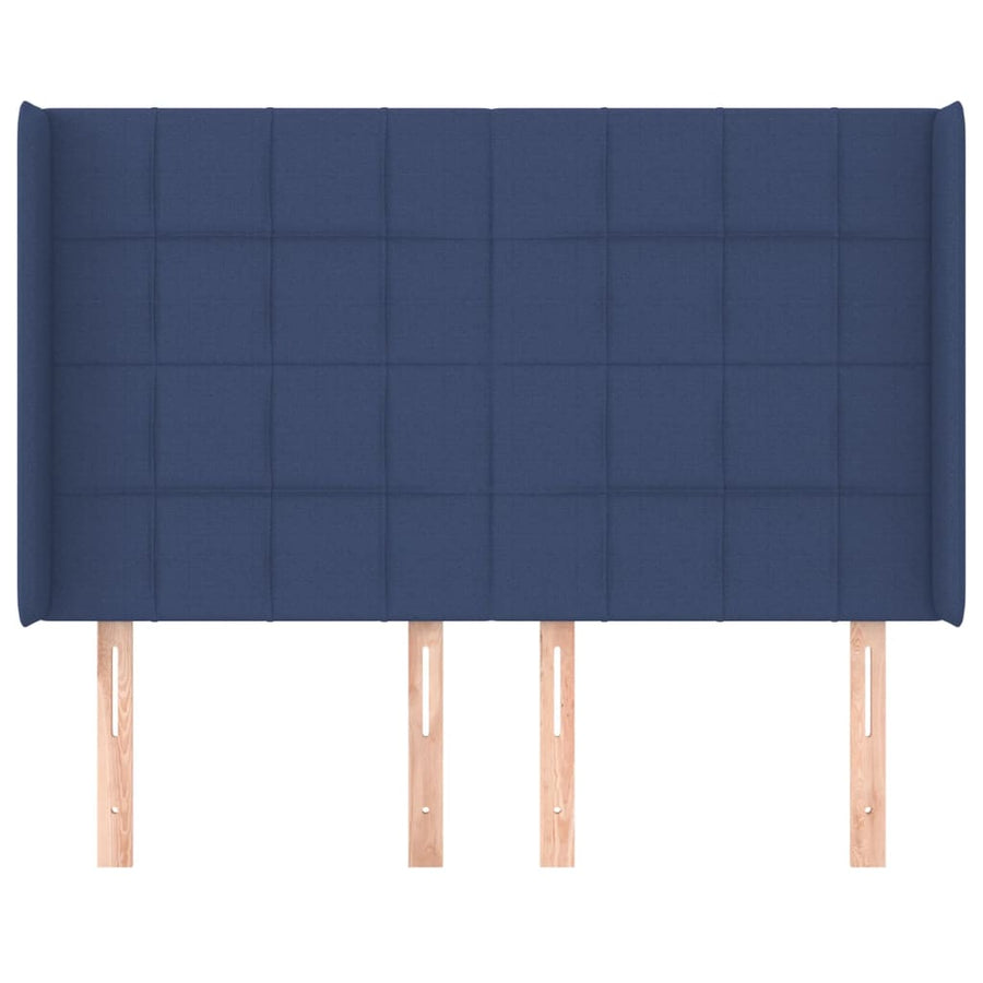 Hoofdbord Met Randen Stof 147 x 16 x 118/128 cm Blauw