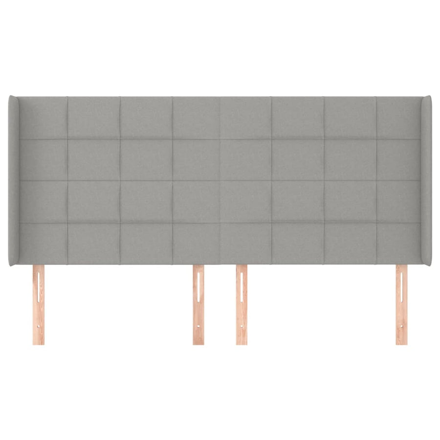 Hoofdbord met randen 163x16x118/128 cm stof lichtgrijs 163 x 16 x 118/128 cm Lichtgrijs