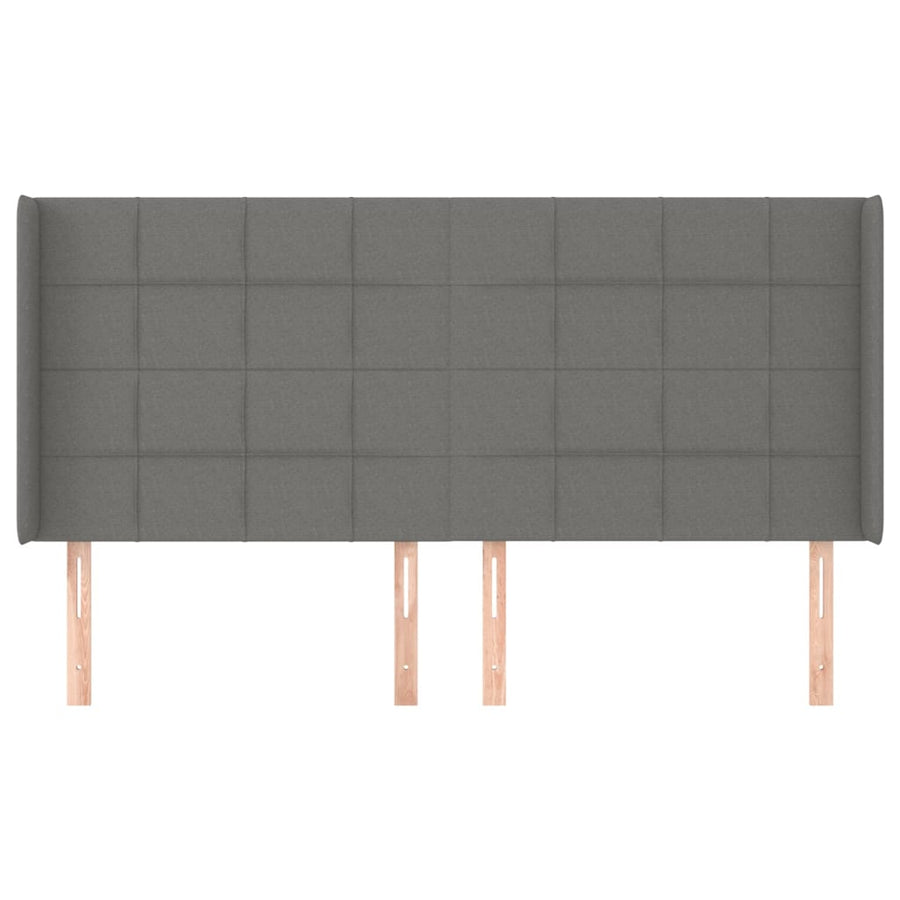 Hoofdbord met randen 163x16x118/128 cm stof donkergrijs 163 x 16 x 118/128 cm Donkergrijs