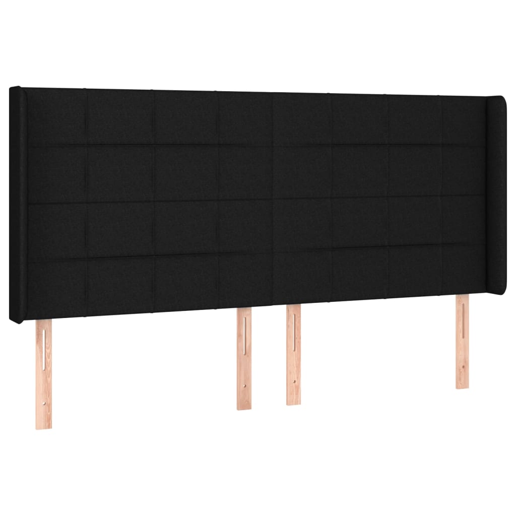 Hoofdbord Met Randen Stof 163 x 16 x 118/128 cm Zwart