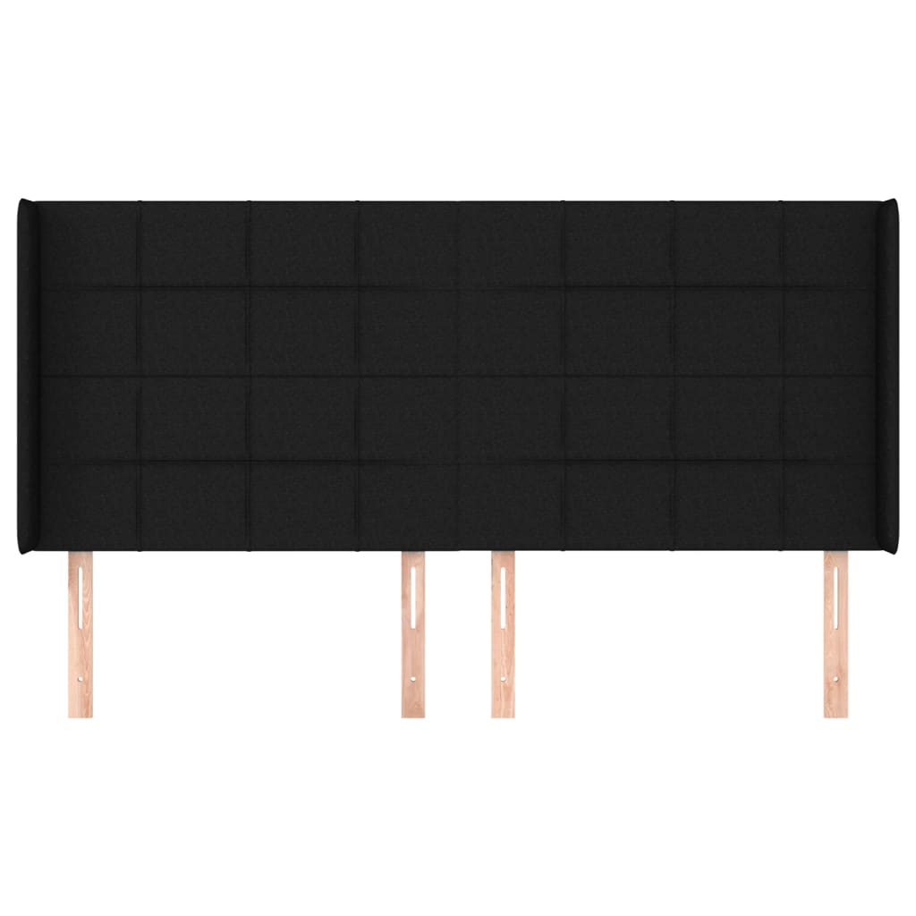 Hoofdbord Met Randen Stof 163 x 16 x 118/128 cm Zwart