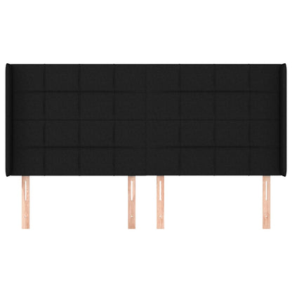 Hoofdbord Met Randen Stof 163 x 16 x 118/128 cm Zwart