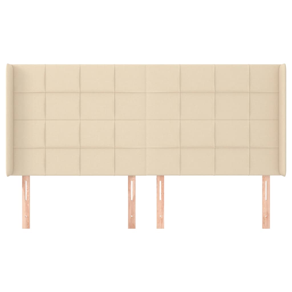 Hoofdbord Met Randen Stof Kleurig 163 x 16 x 118/128 cm Crème