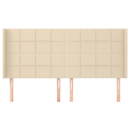 Hoofdbord Met Randen Stof Kleurig 163 x 16 x 118/128 cm Crème