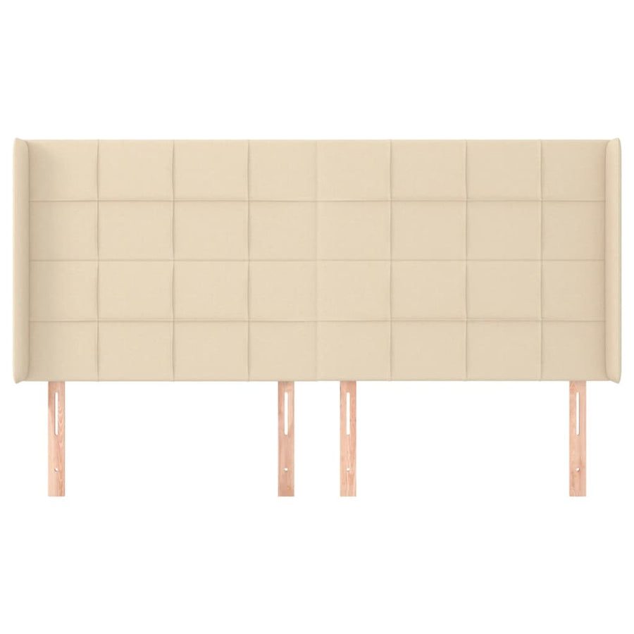 Hoofdbord Met Randen Stof Kleurig 163 x 16 x 118/128 cm Crème
