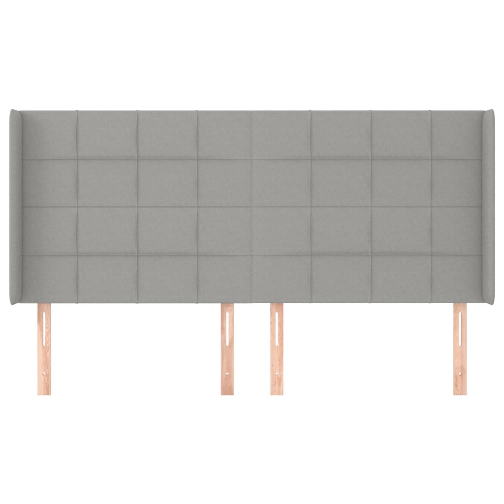 Hoofdbord met randen 183x16x118/128 cm stof lichtgrijs 183 x 16 x 118/128 cm Lichtgrijs