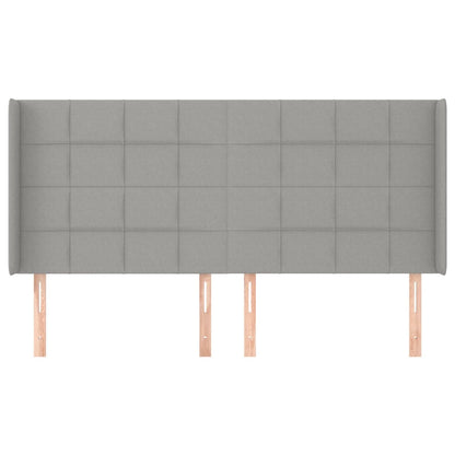 Hoofdbord met randen 183x16x118/128 cm stof lichtgrijs 183 x 16 x 118/128 cm Lichtgrijs