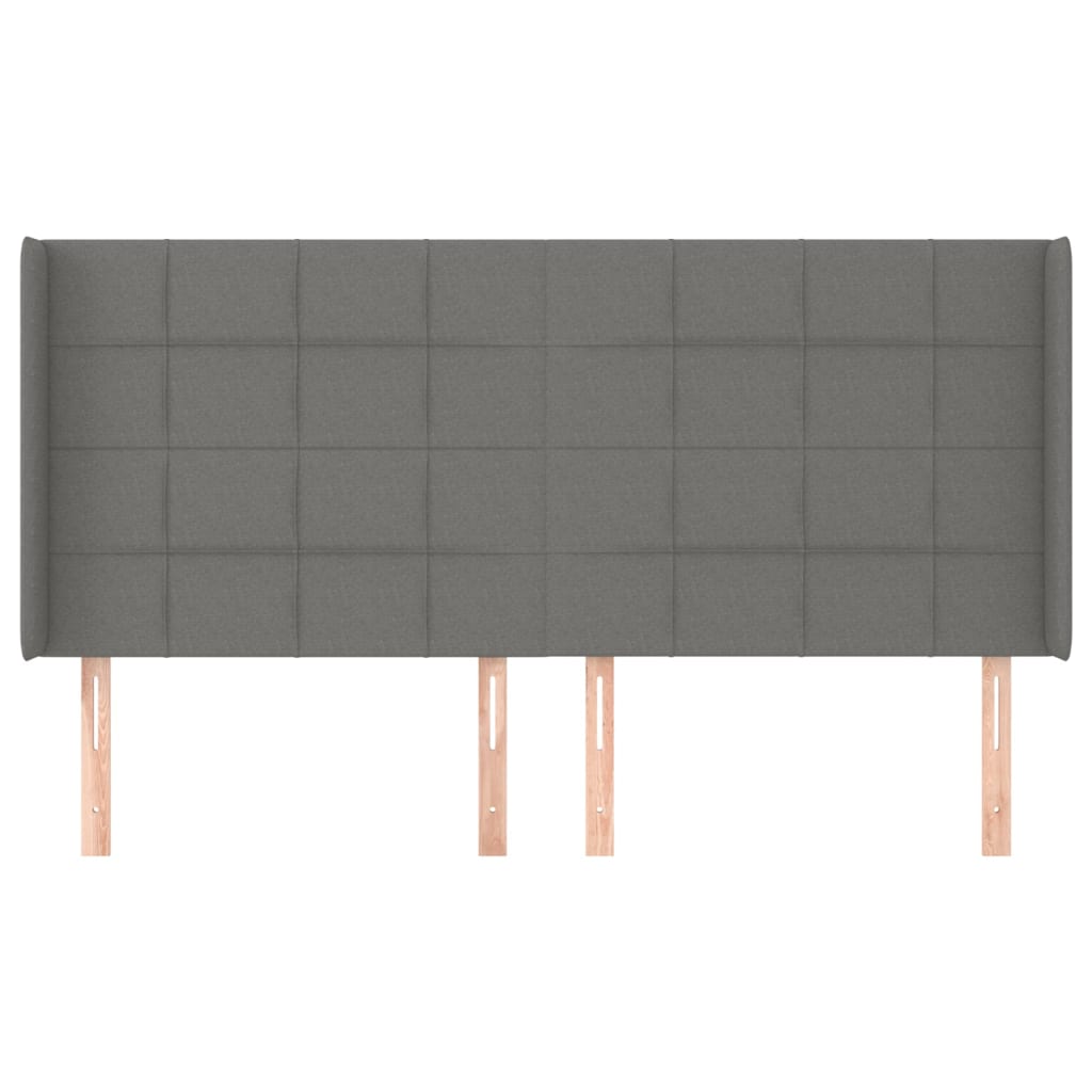Hoofdbord met randen 183x16x118/128 cm stof donkergrijs 183 x 16 x 118/128 cm Donkergrijs