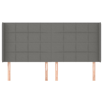 Hoofdbord met randen 183x16x118/128 cm stof donkergrijs 183 x 16 x 118/128 cm Donkergrijs
