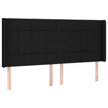Hoofdbord met randen 183x16x118/128 cm stof zwart 183 x 16 x 118/128 cm Zwart