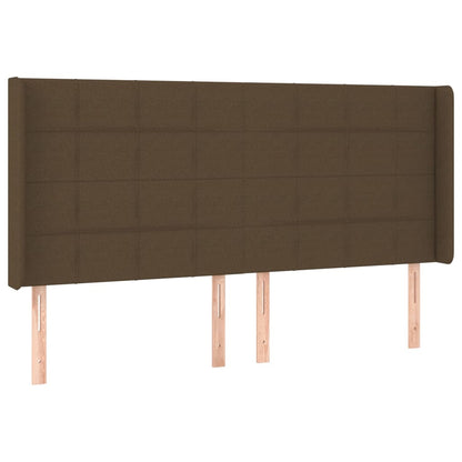 Hoofdbord Met Randen Stof 183 x 16 x 118/128 cm Donkerbruin