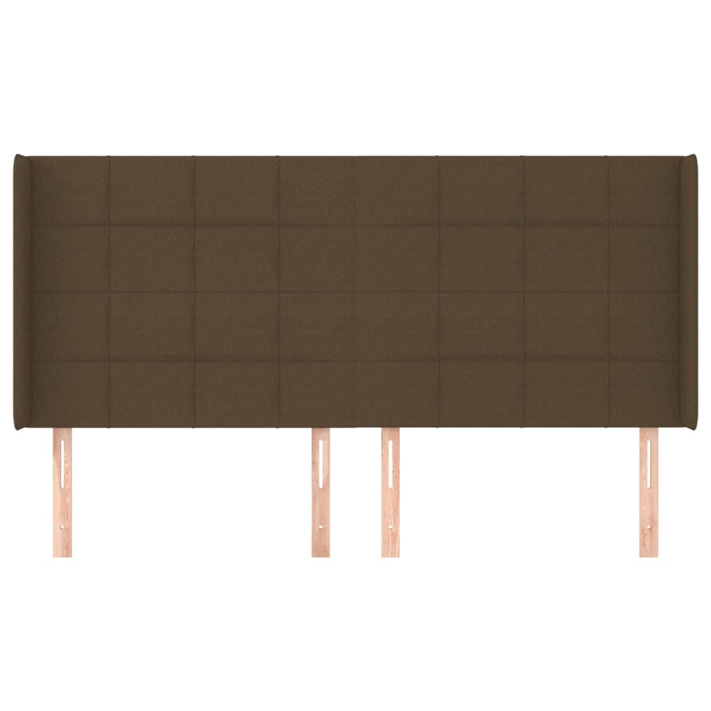 Hoofdbord Met Randen Stof 183 x 16 x 118/128 cm Donkerbruin