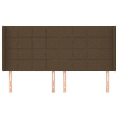 Hoofdbord Met Randen Stof 183 x 16 x 118/128 cm Donkerbruin