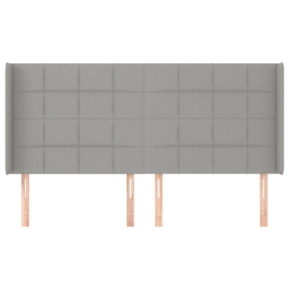 Hoofdbord met randen 203x16x118/128 cm stof lichtgrijs 203 x 16 x 118/128 cm Lichtgrijs