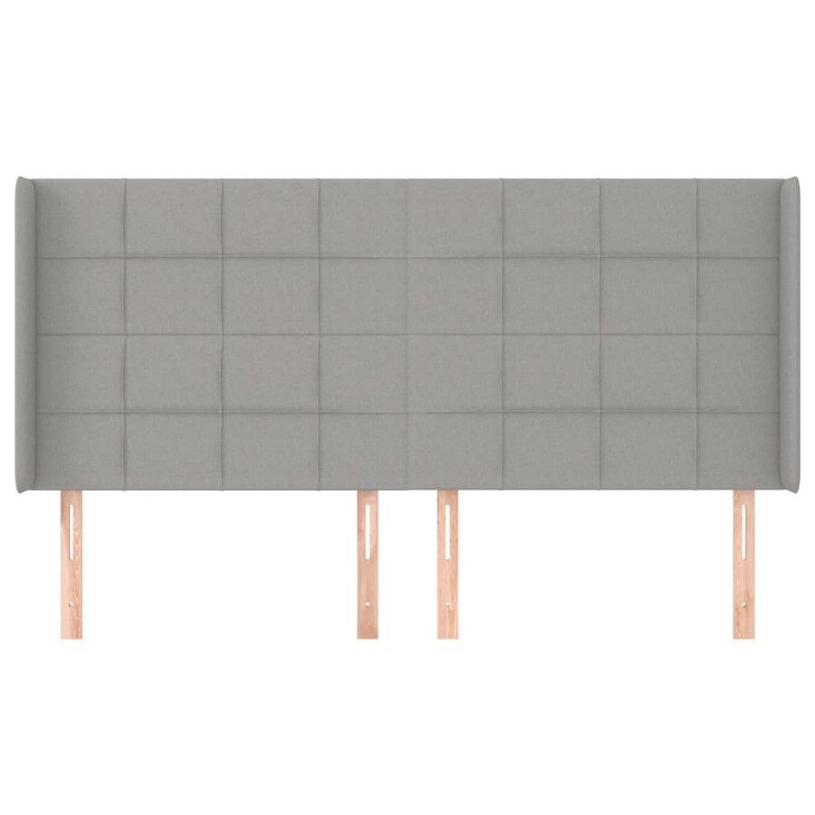 Hoofdbord met randen 203x16x118/128 cm stof lichtgrijs 203 x 16 x 118/128 cm Lichtgrijs