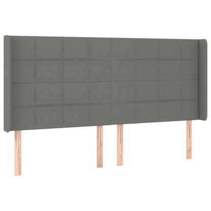 Hoofdbord met randen 203x16x118/128 cm stof donkergrijs 203 x 16 x 118/128 cm Donkergrijs