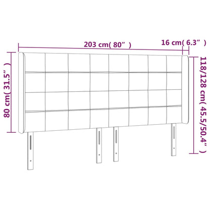 Hoofdbord Met Randen Stof 203 x 16 x 118/128 cm Donkerbruin
