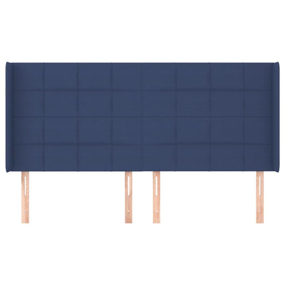 Hoofdbord Met Randen Stof 203 x 16 x 118/128 cm Blauw