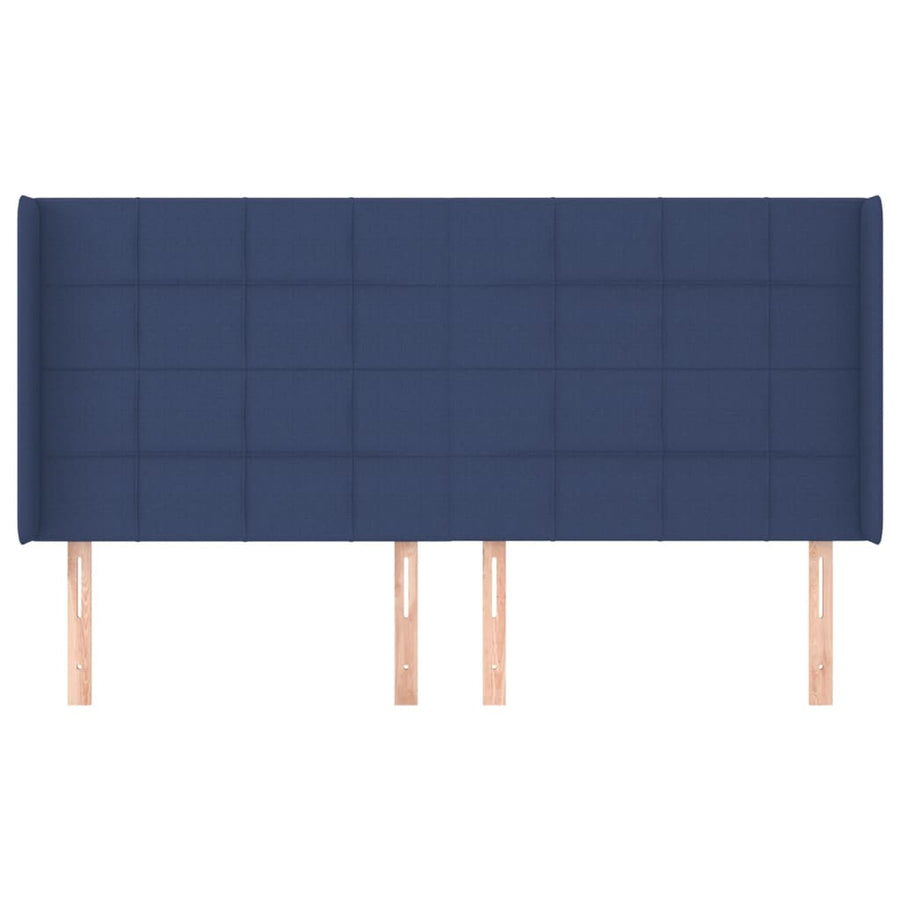 Hoofdbord Met Randen Stof 203 x 16 x 118/128 cm Blauw