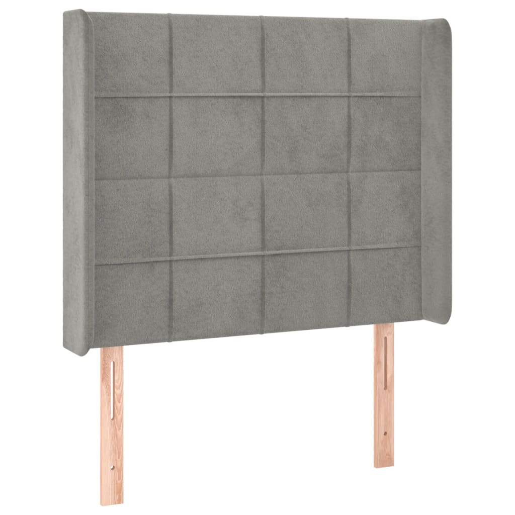 Hoofdbord Met Randen Fluweel 83 x 16 x 118/128 cm Lichtgrijs