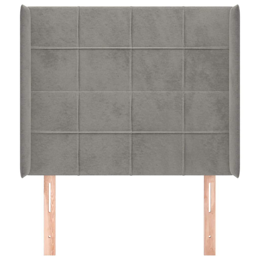 Hoofdbord Met Randen Fluweel 83 x 16 x 118/128 cm Lichtgrijs
