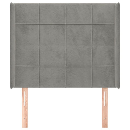 Hoofdbord Met Randen Fluweel 83 x 16 x 118/128 cm Lichtgrijs