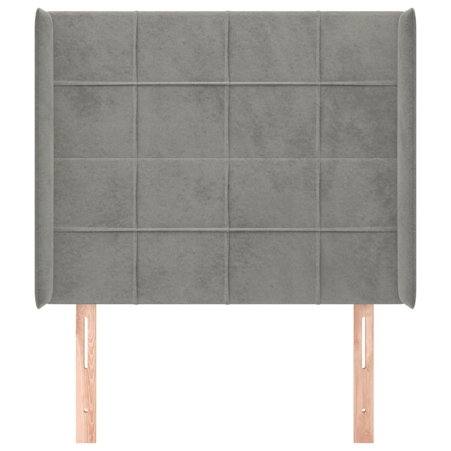 Hoofdbord Met Randen Fluweel 83 x 16 x 118/128 cm Lichtgrijs