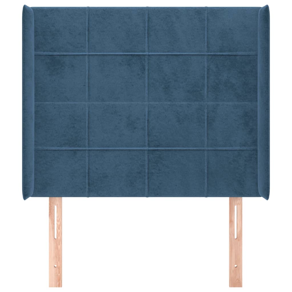Hoofdbord Met Randen Fluweel Blauw 83 x 16 x 118/128 cm