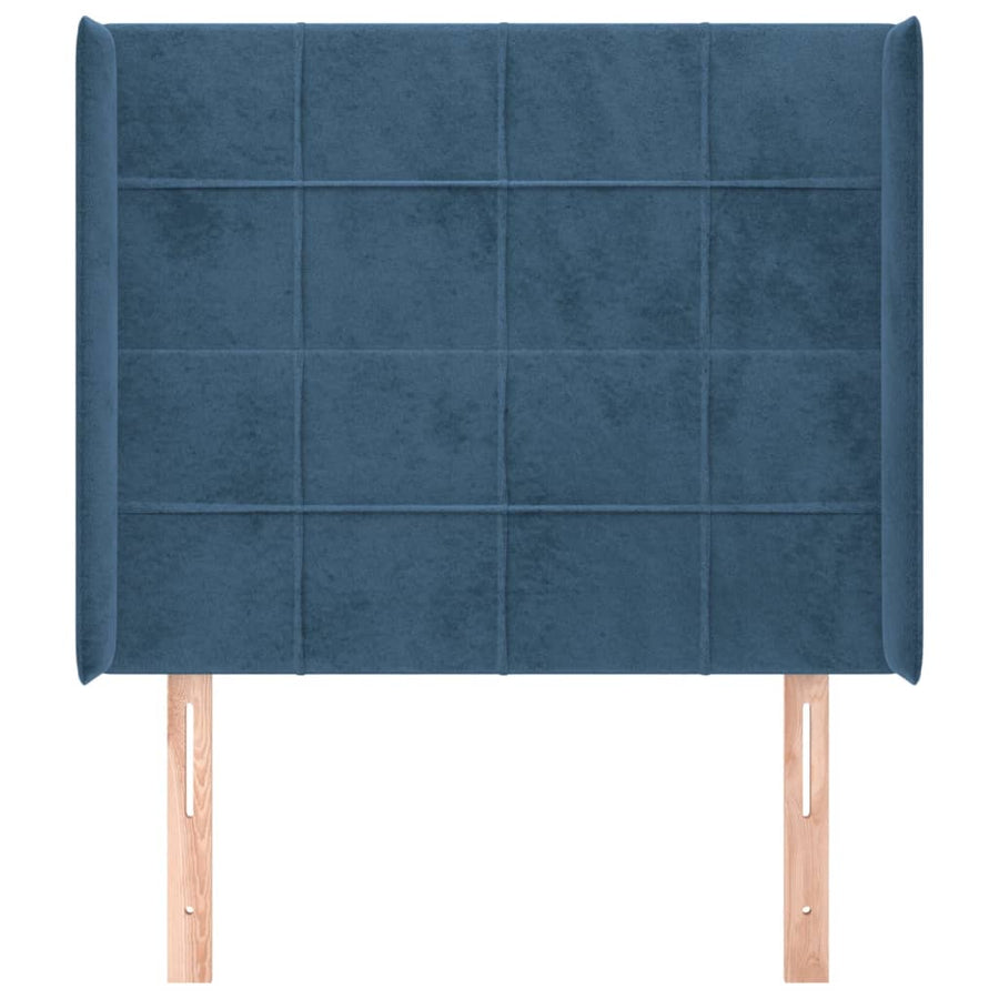 Hoofdbord Met Randen Fluweel Blauw 83 x 16 x 118/128 cm
