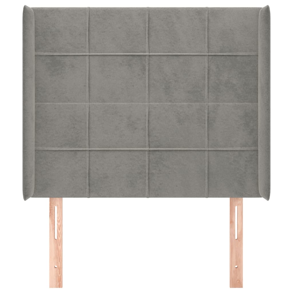 Hoofdbord Met Randen Fluweel 93 x 16 x 118/128 cm Lichtgrijs