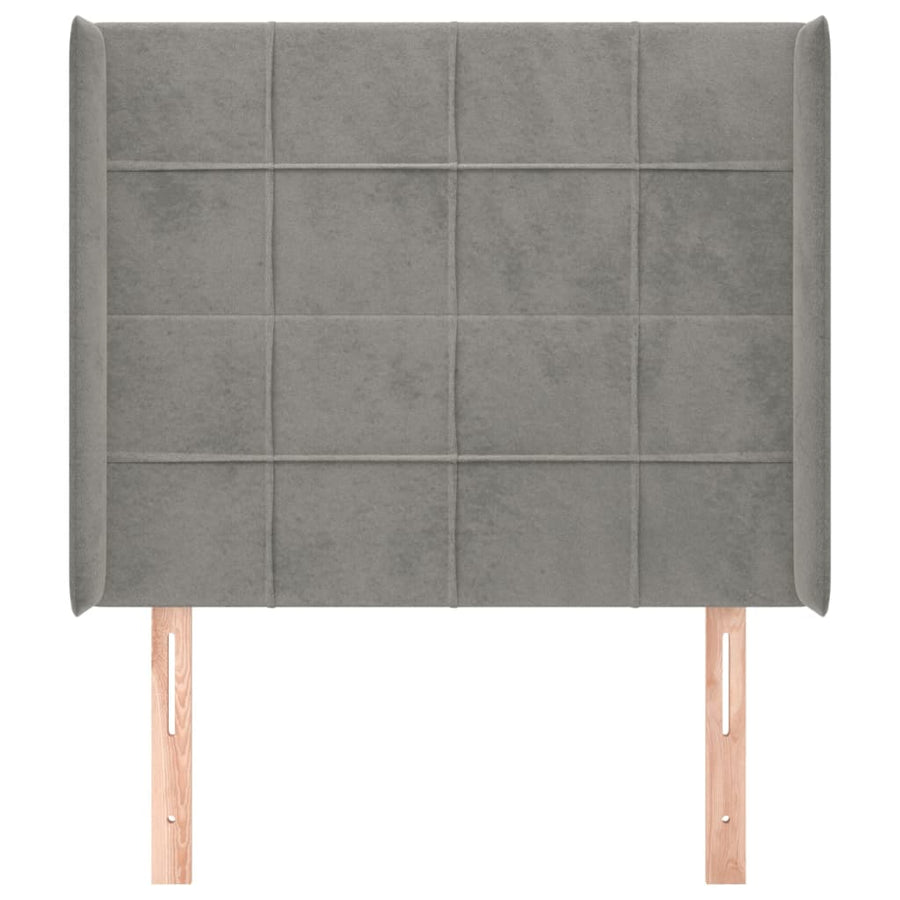 Hoofdbord Met Randen Fluweel 93 x 16 x 118/128 cm Lichtgrijs
