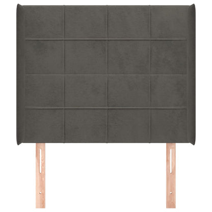 Hoofdbord Met Randen Fluweel 93 x 16 x 118/128 cm Donkergrijs
