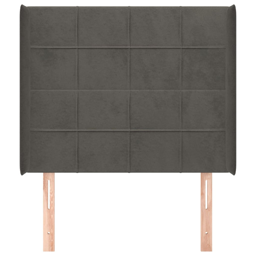 Hoofdbord Met Randen Fluweel 93 x 16 x 118/128 cm Donkergrijs