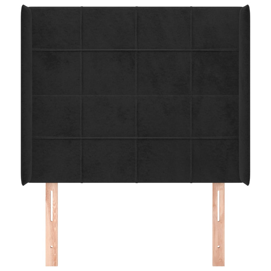 Hoofdbord Met Randen Fluweel 93 x 16 x 118/128 cm Zwart