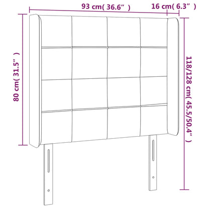 Hoofdbord Met Randen Fluweel 93 x 16 x 118/128 cm Zwart