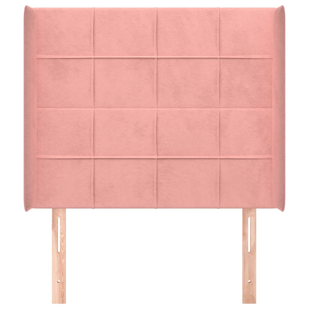Hoofdbord Met Randen Fluweel 93 x 16 x 118/128 cm Roze