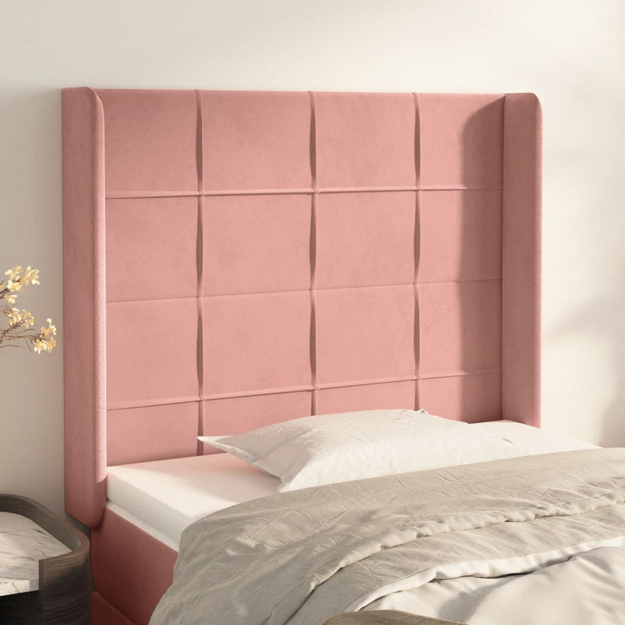 Hoofdbord Met Randen Fluweel 93 x 16 x 118/128 cm Roze