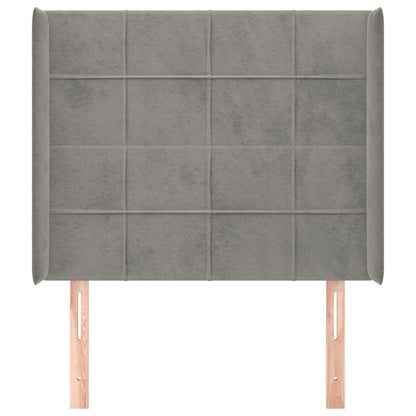 Hoofdbord Met Randen Fluweel 103 x 16 x 118/128 cm Lichtgrijs