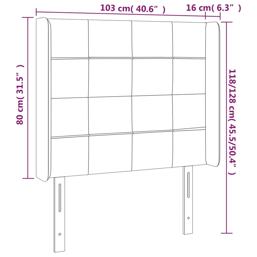 Hoofdbord Met Randen Fluweel 103 x 16 x 118/128 cm