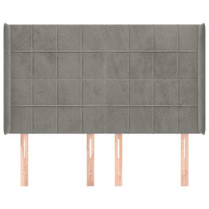 Hoofdbord Met Randen Fluweel 147 x 16 x 118/128 cm Lichtgrijs