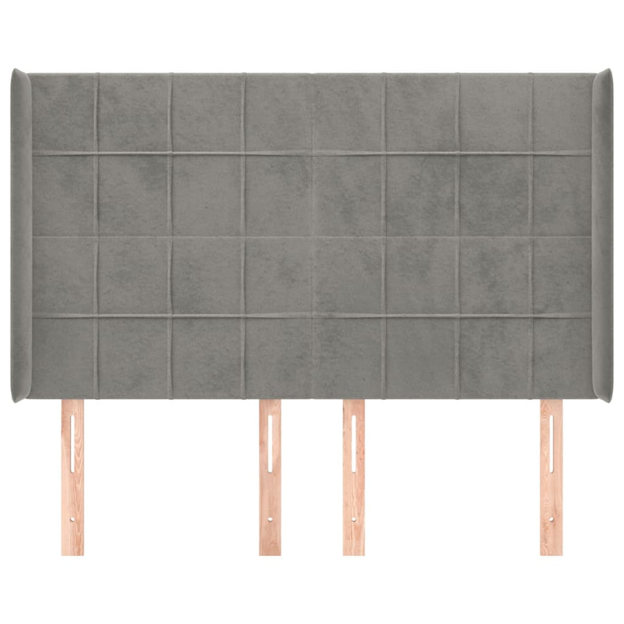 Hoofdbord Met Randen Fluweel 147 x 16 x 118/128 cm Lichtgrijs